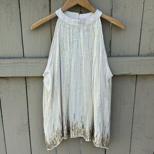 NWT Ranna Gill Anthropologie Elegant Beaded Tank Top Sequins Sz Large